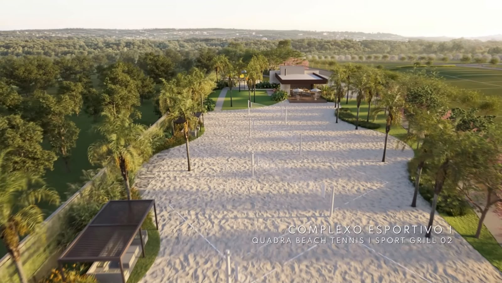 Complexo esportivo com quadras de beach tennis